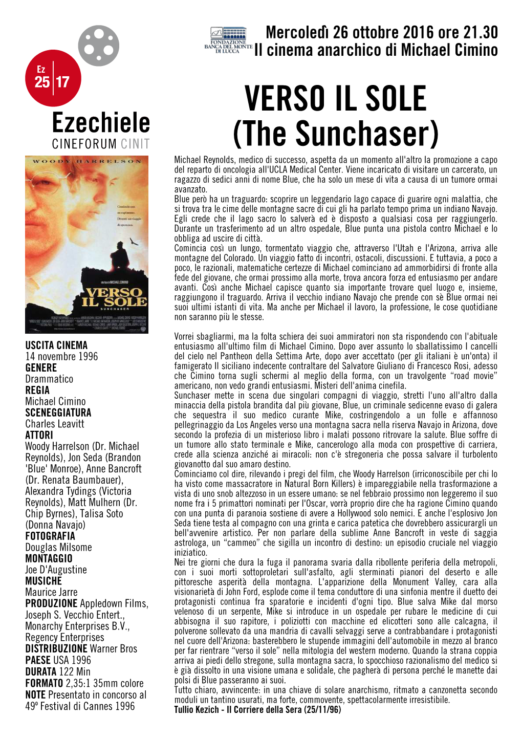 The Sunchaser) Michael Reynolds, Medico Di Successo, Aspetta Da Un Momento All'altro La Promozione a Capo Del Reparto Di Oncologia All'ucla Medical Center