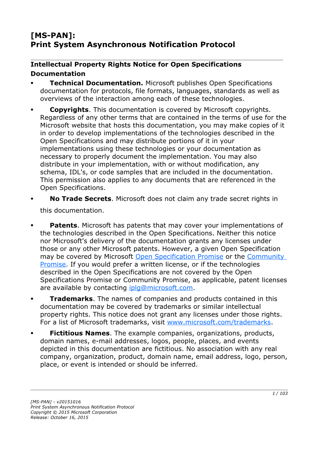 Print System Asynchronous Notification Protocol