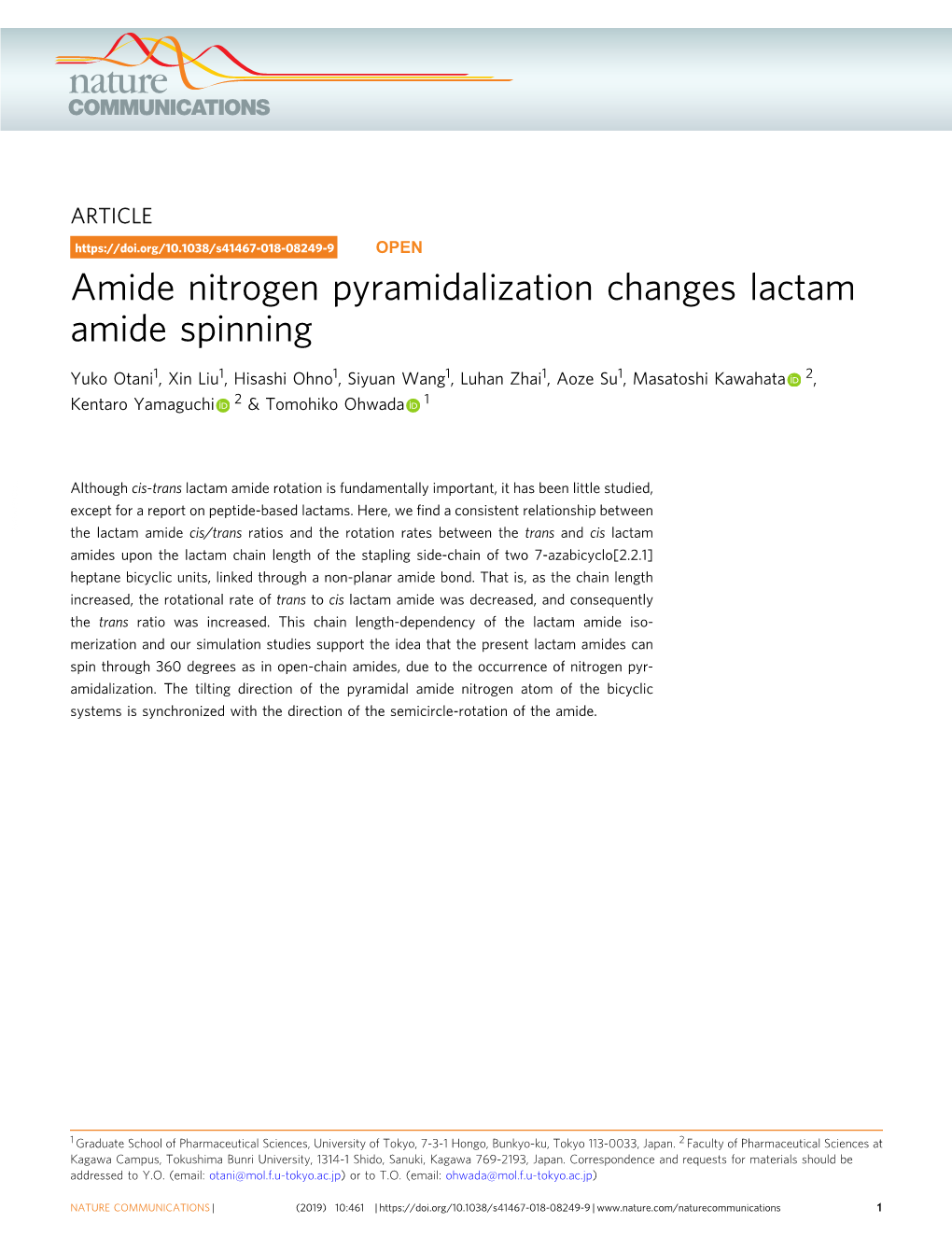 Amide Nitrogen Pyramidalization Changes Lactam Amide Spinning