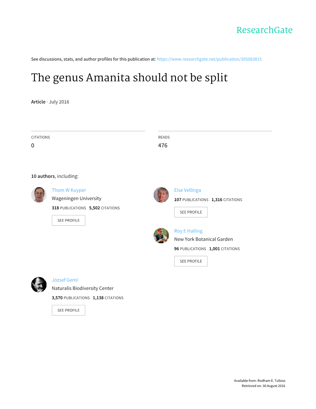 The Genus Amanita Should Not Be Split