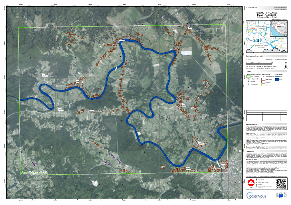 SISAK, V1 5 5 SISAK - CROATIA Flood - 14/09/2014 Reference Map - Detail Production Date: 16/09/2014 Koprivnicko-Krizevacka Austria N