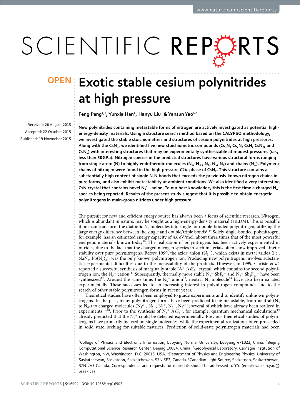 Exotic Stable Cesium Polynitrides at High Pressure