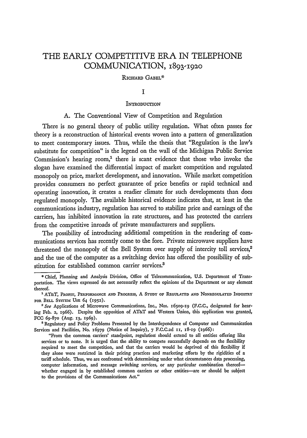 The Early Competitive Era in Telephone Communication, 1893-1920