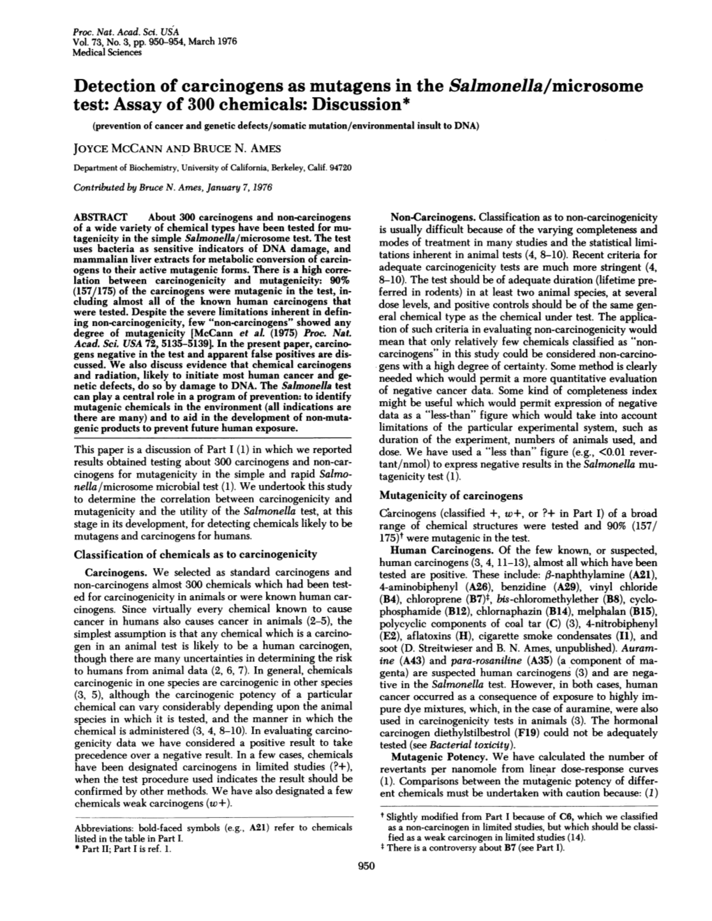 Detection of Carcinogens As Mutagens in the Salmonella/Microsome Test