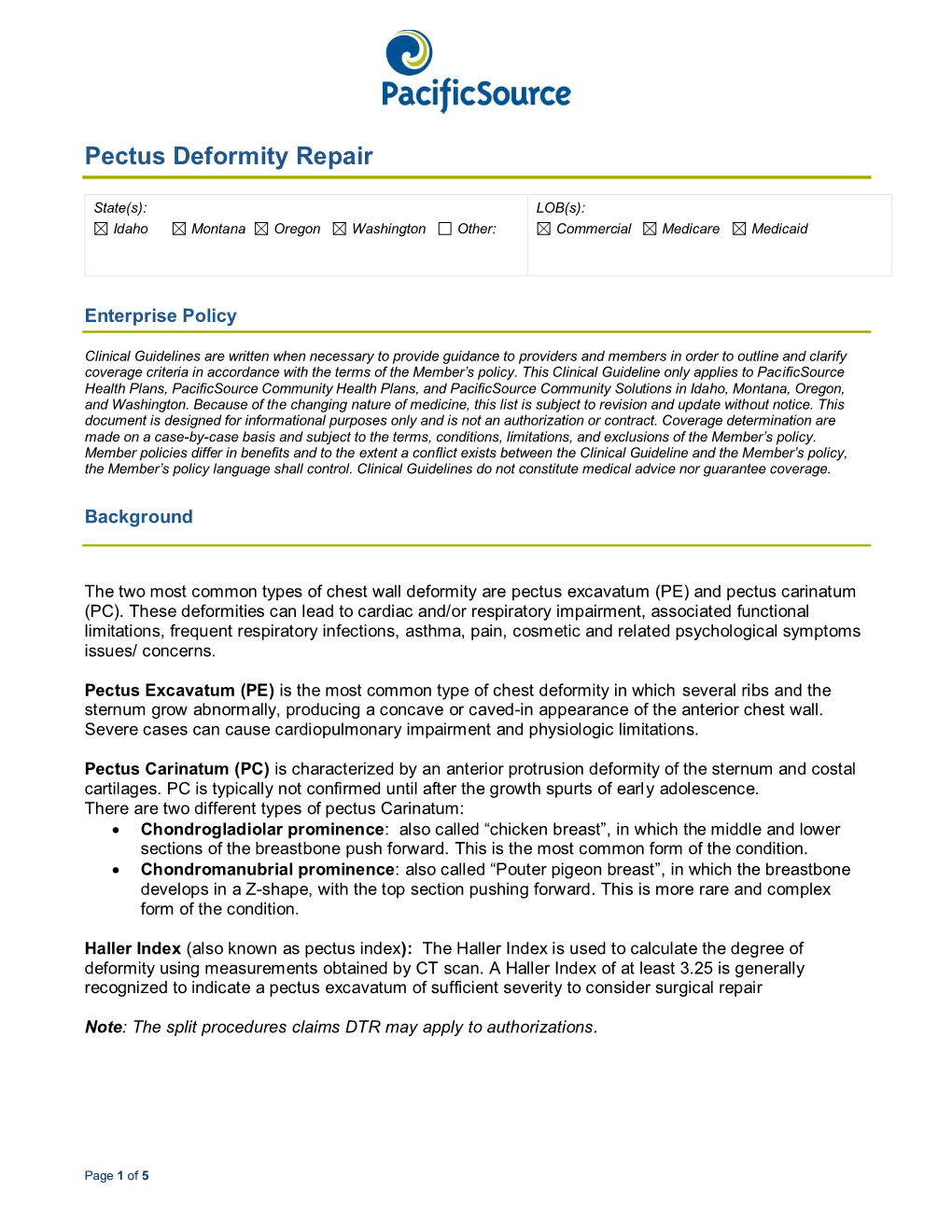 Pectus Deformity Repair