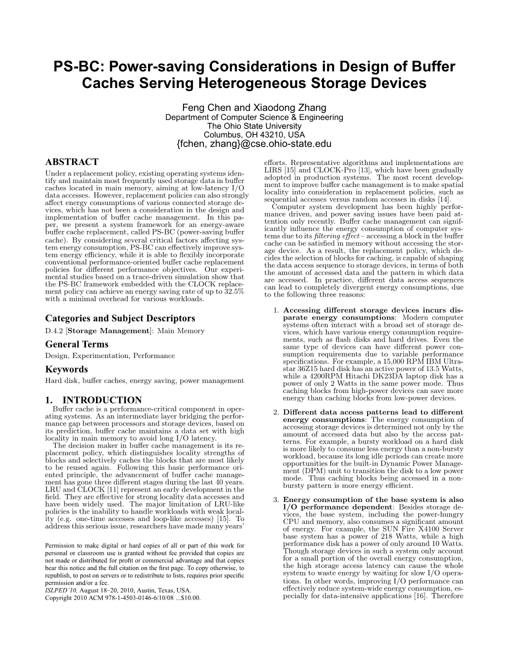 PS-BC: Power-Saving Considerations in Design of Buffer Caches Serving Heterogeneous Storage Devices