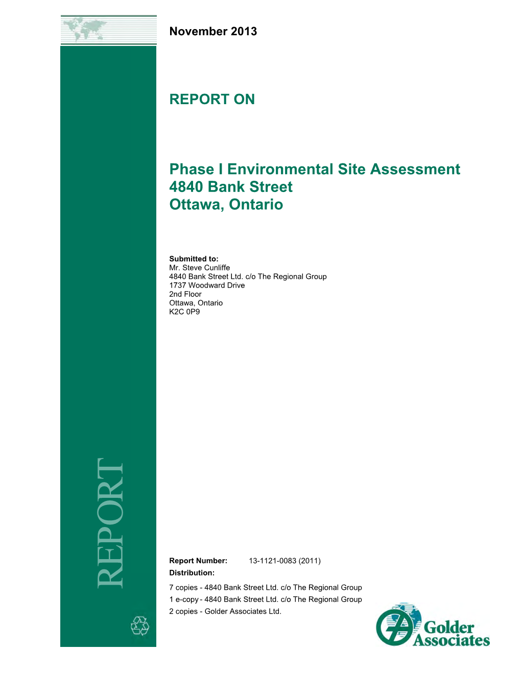 Phase I Environmental Site Assessment 4840 Bank Street Ottawa, Ontario