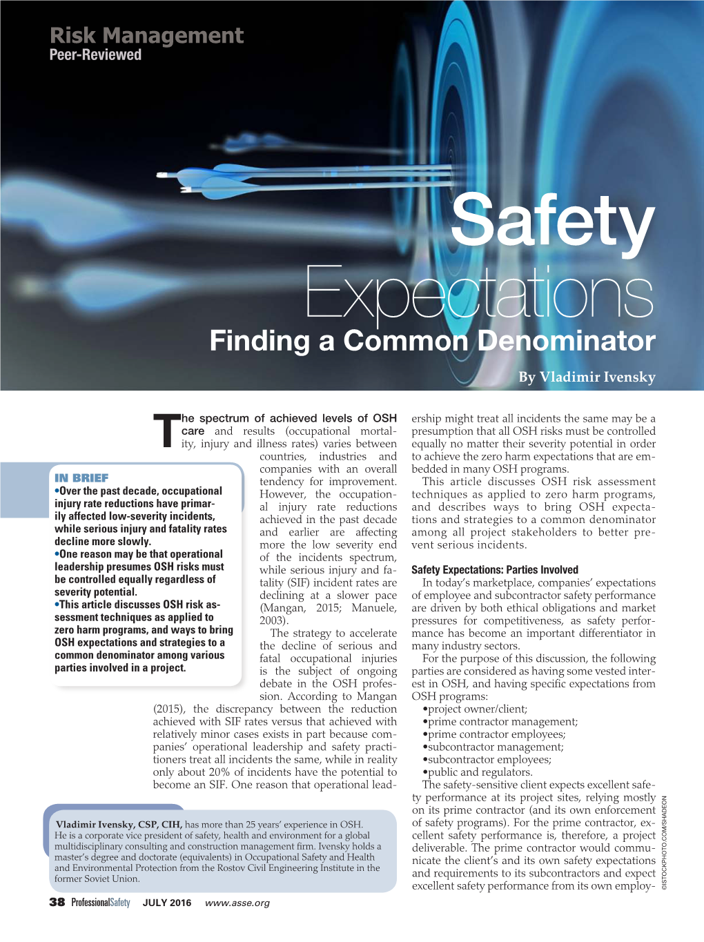 Safety Expectations Finding a Common Denominator