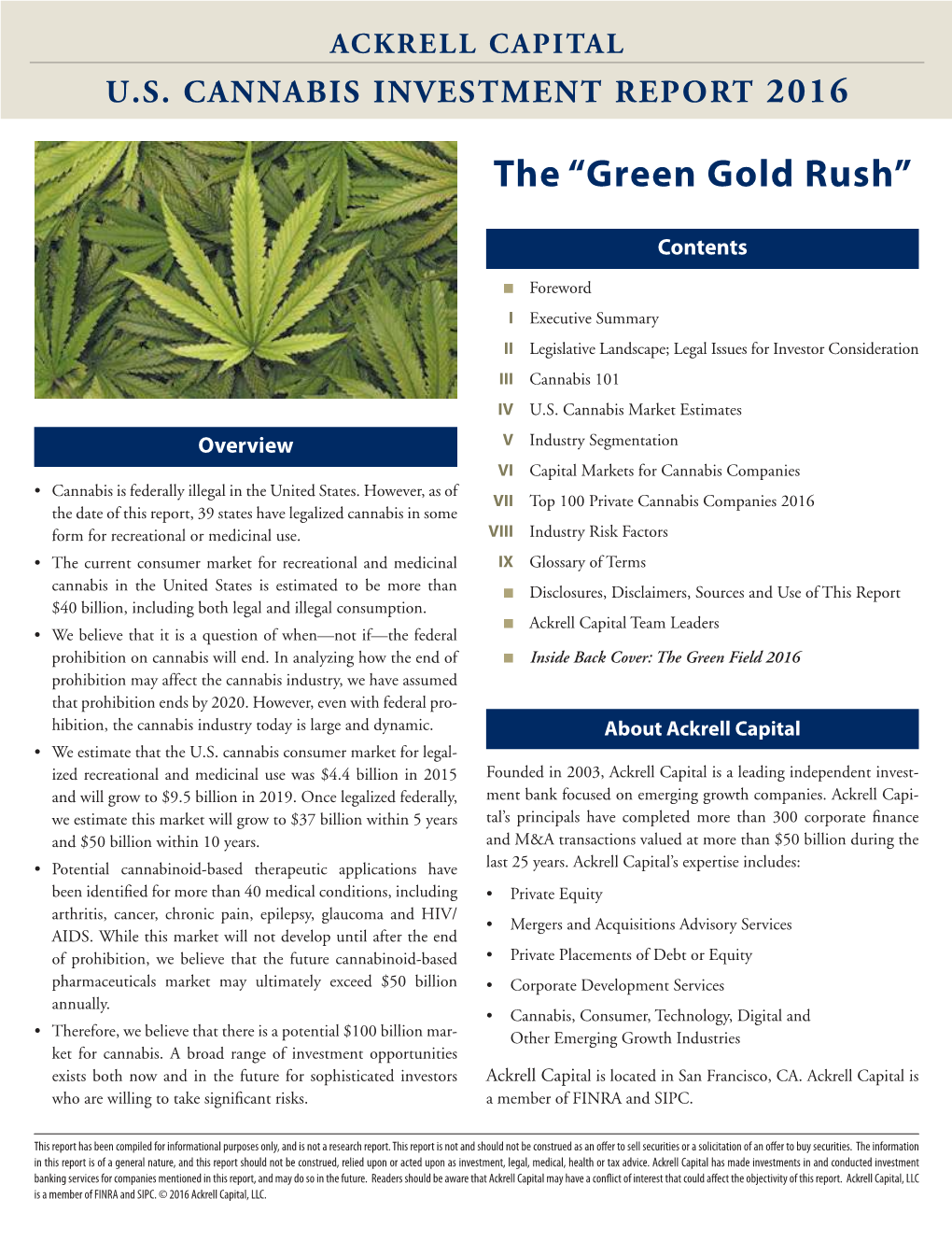 Ackrell Capital Cannabis Investment Report