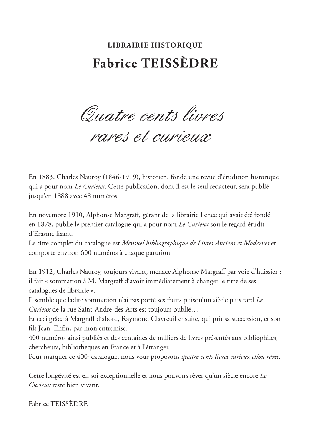 Librairie Historique Fabrice Teissèdre 3