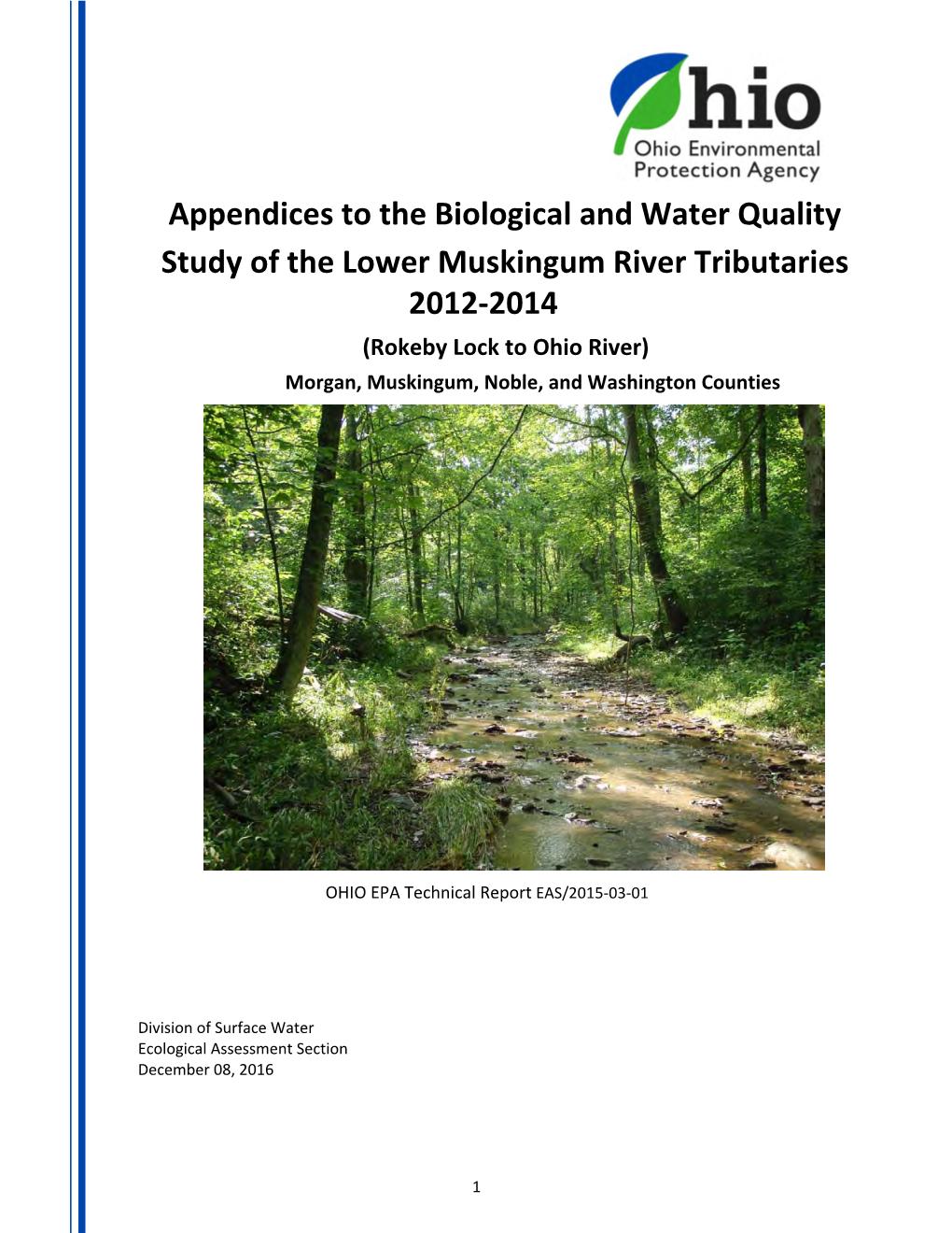 Appendices to the Biological and Water Quality Study Of