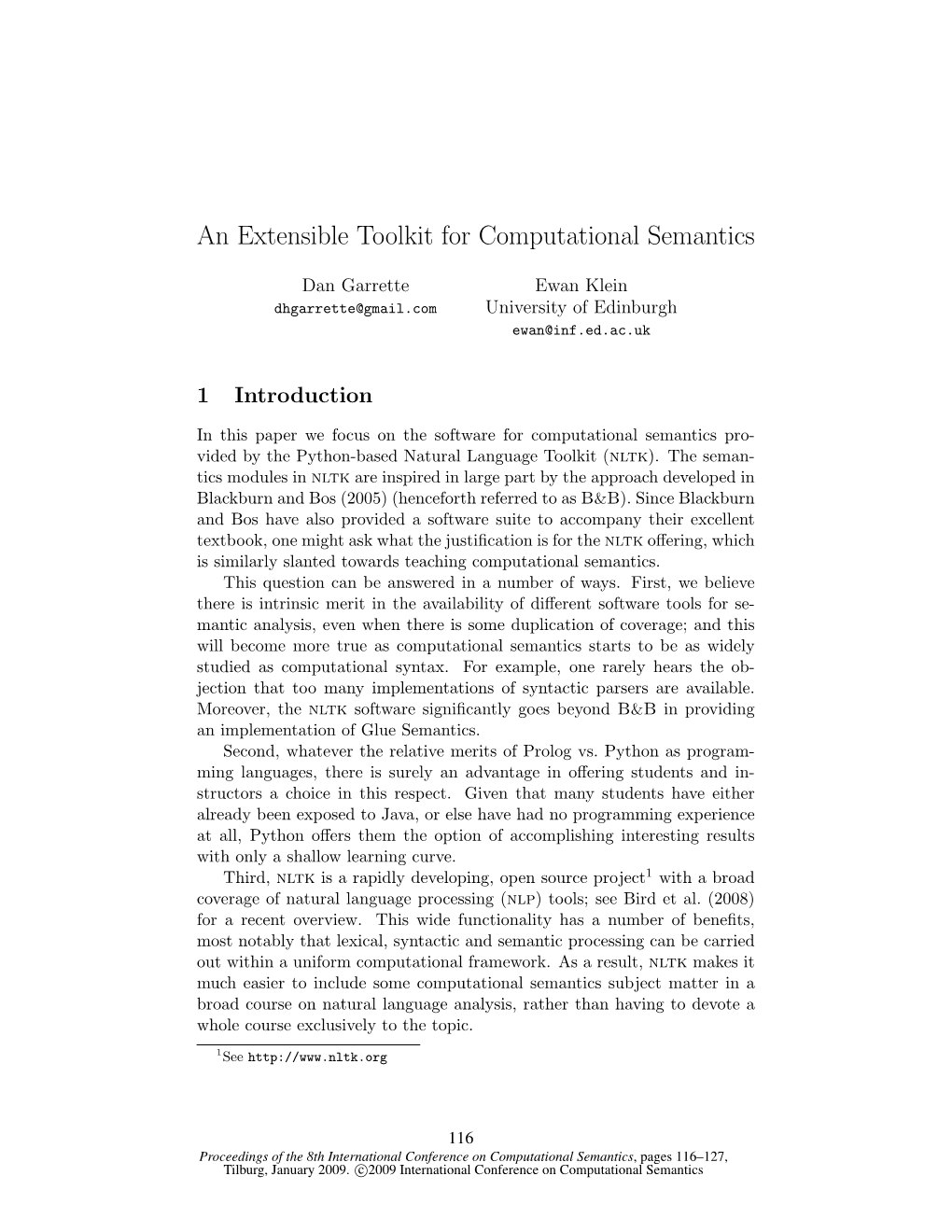 An Extensible Toolkit for Computational Semantics
