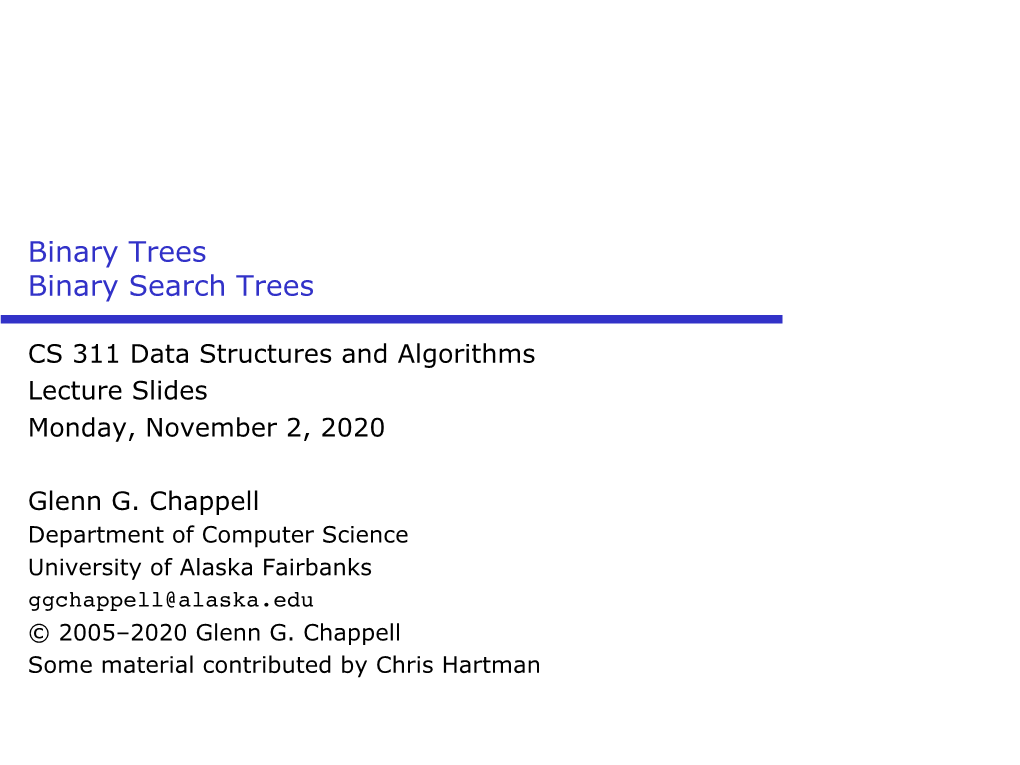 Binary Trees Binary Search Trees