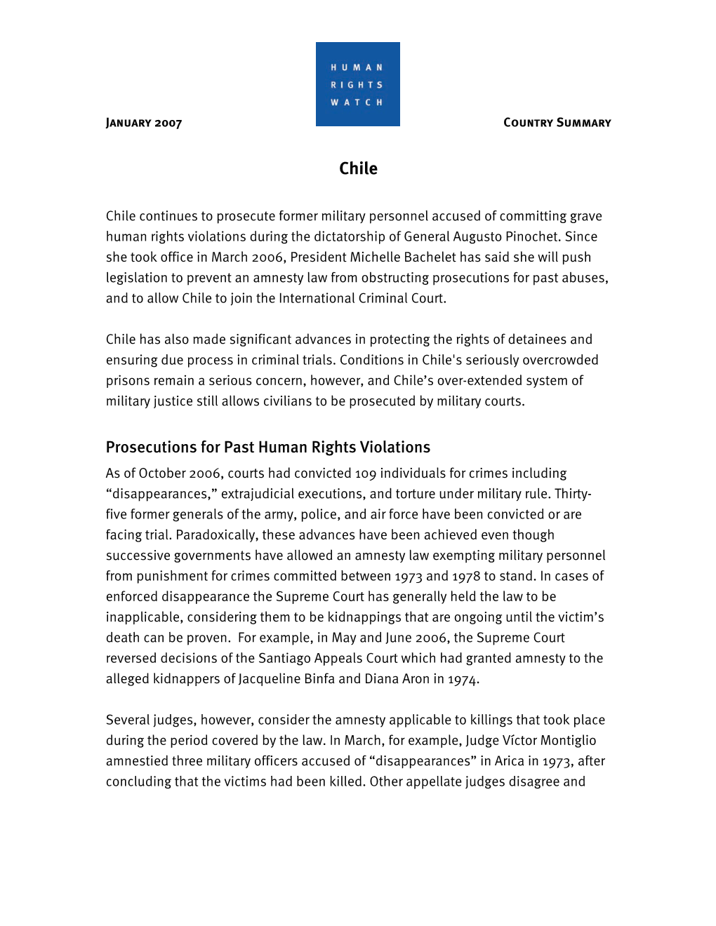 Prosecutions for Past Human Rights Violations