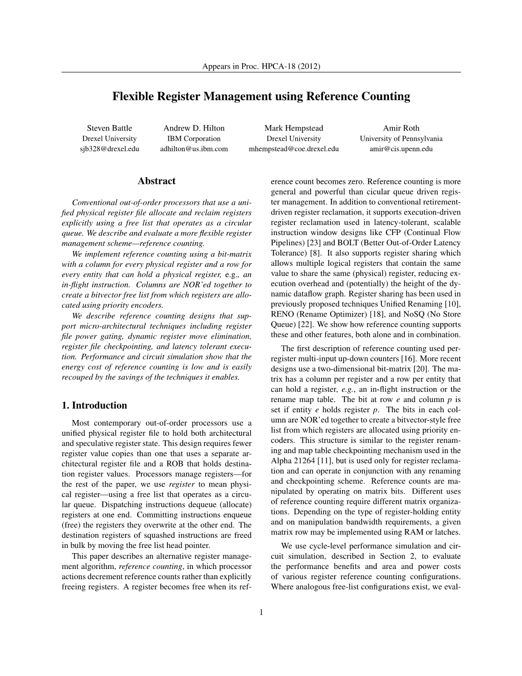 Flexible Register Management Using Reference Counting