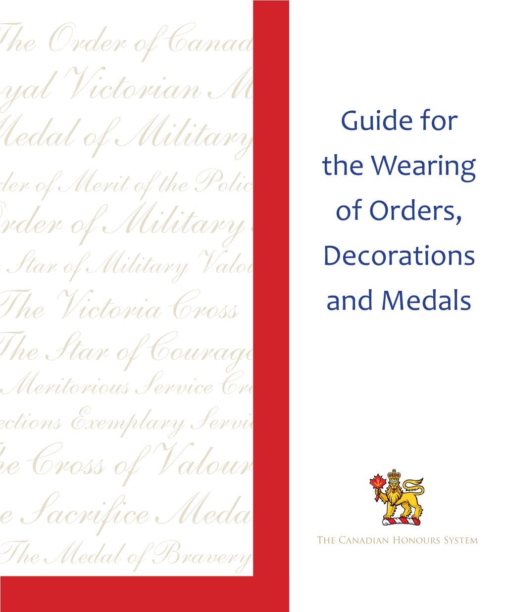 Guide for the Wearing of Orders, Decorations and Medals