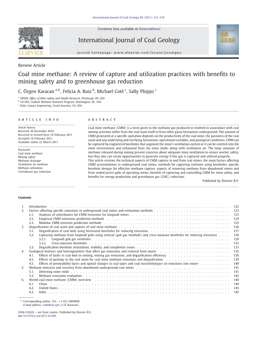 Coal Mine Methane: a Review of Capture and Utilization Practices with Beneﬁts to Mining Safety and to Greenhouse Gas Reduction