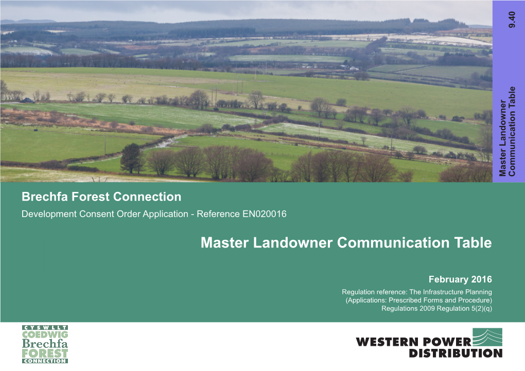 Master Landowner Communication Table