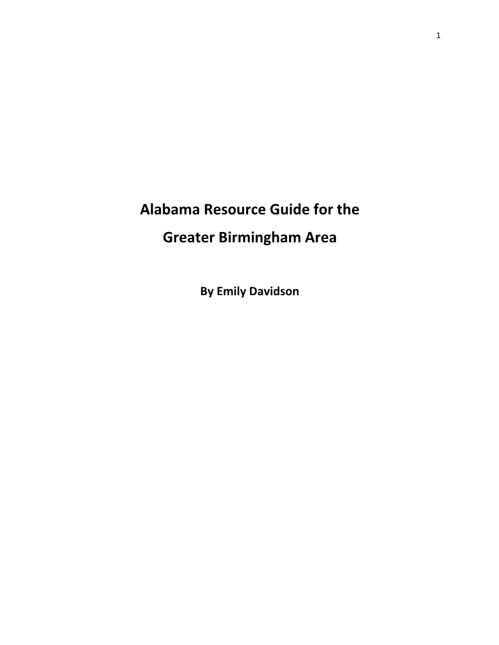 Alabama Resource Guide for the Greater Birmingham Area