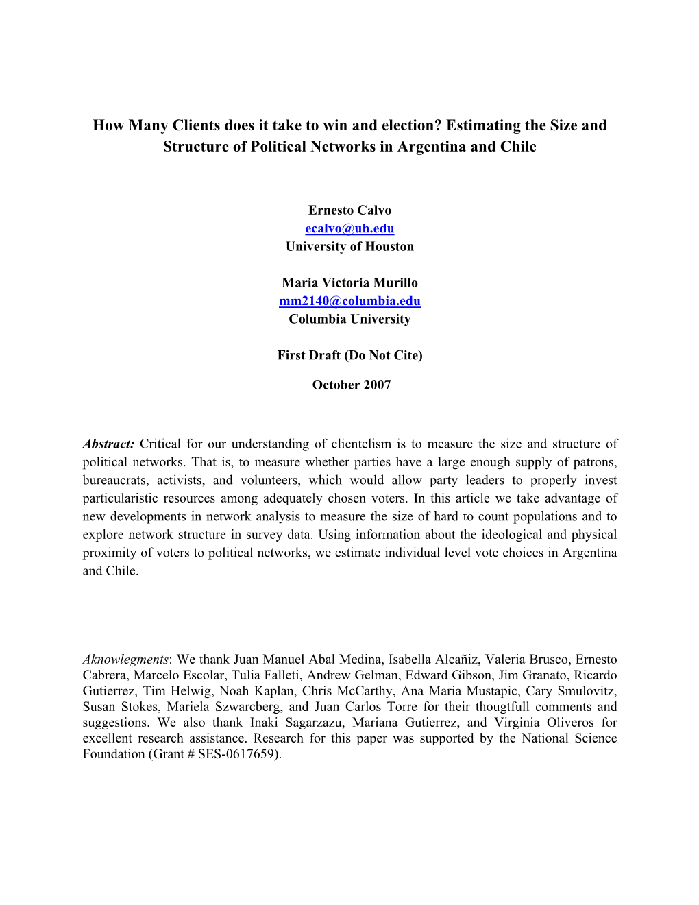 How Many Clients Does It Take to Win and Election? Estimating the Size and Structure of Political Networks in Argentina and Chile