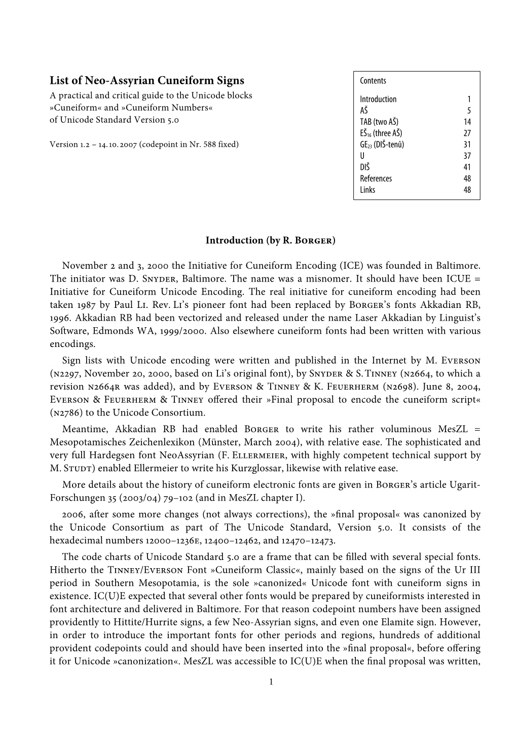 List of Neo-Assyrian Cuneiform Signs Contents