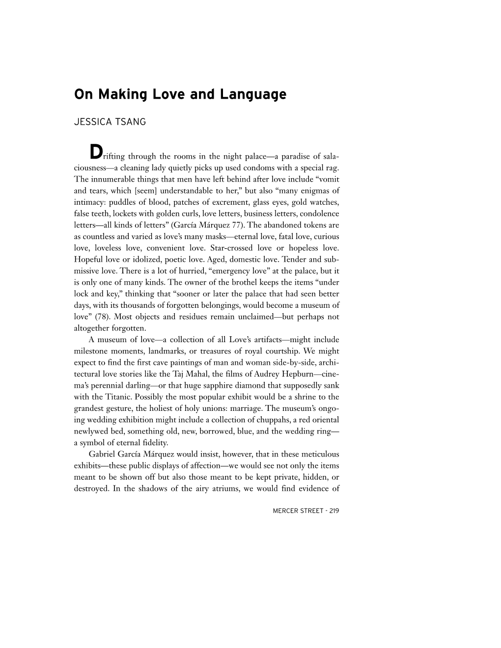 On Making Love and Language