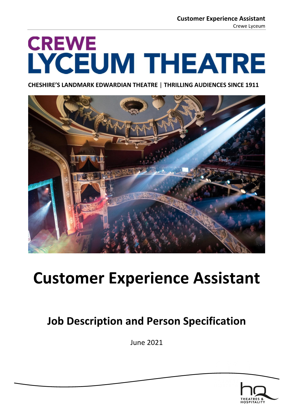 Customer Experience Assistant Crewe Lyceum