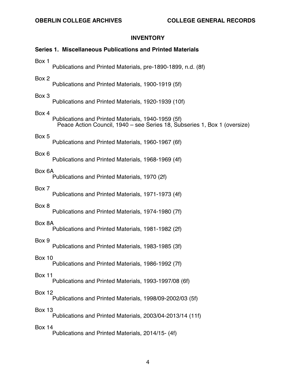 College General Records Inventory