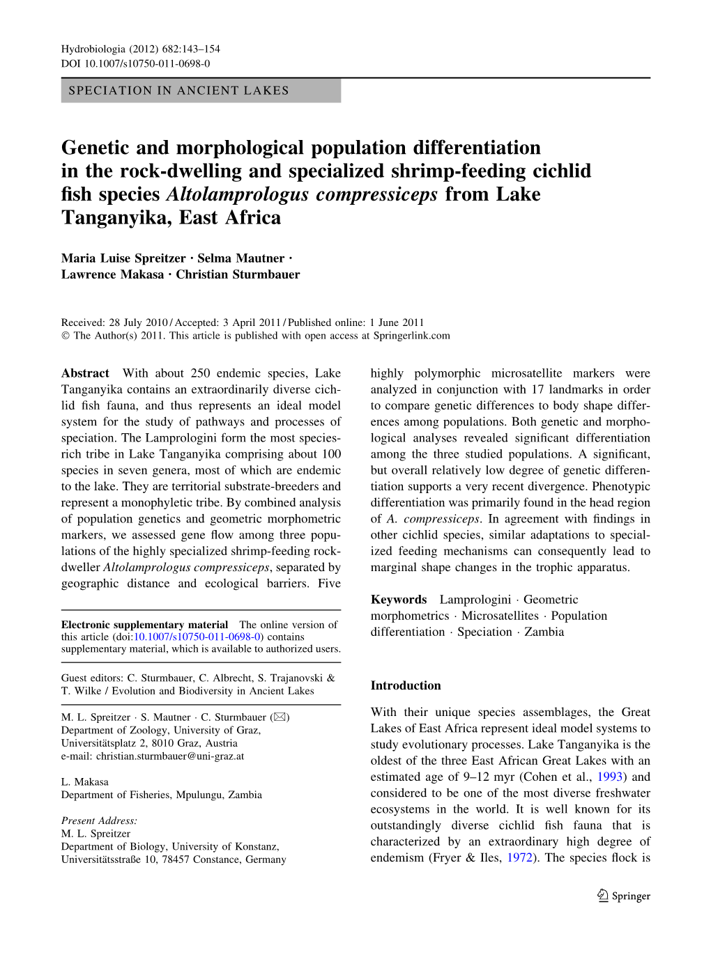 Genetic and Morphological Population Differentiation in the Rock-Dwelling