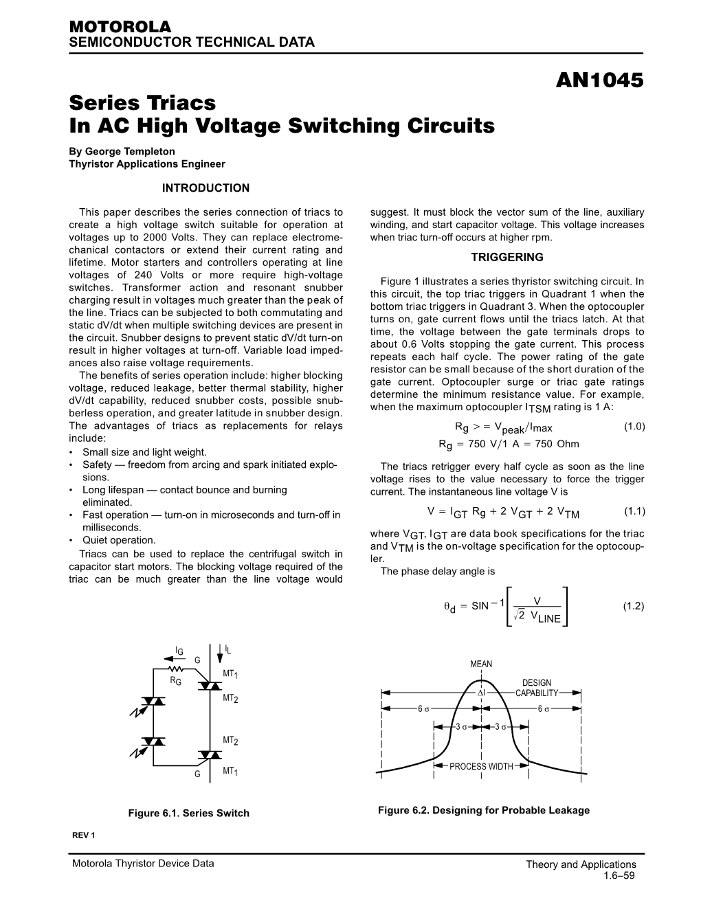 AN1045 Series Triacs in AC High Voltage Switching Circuits
