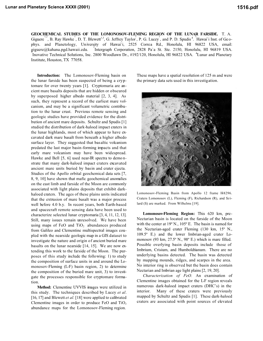 Lunar and Planetary Science XXXII (2001) 1516.Pdf