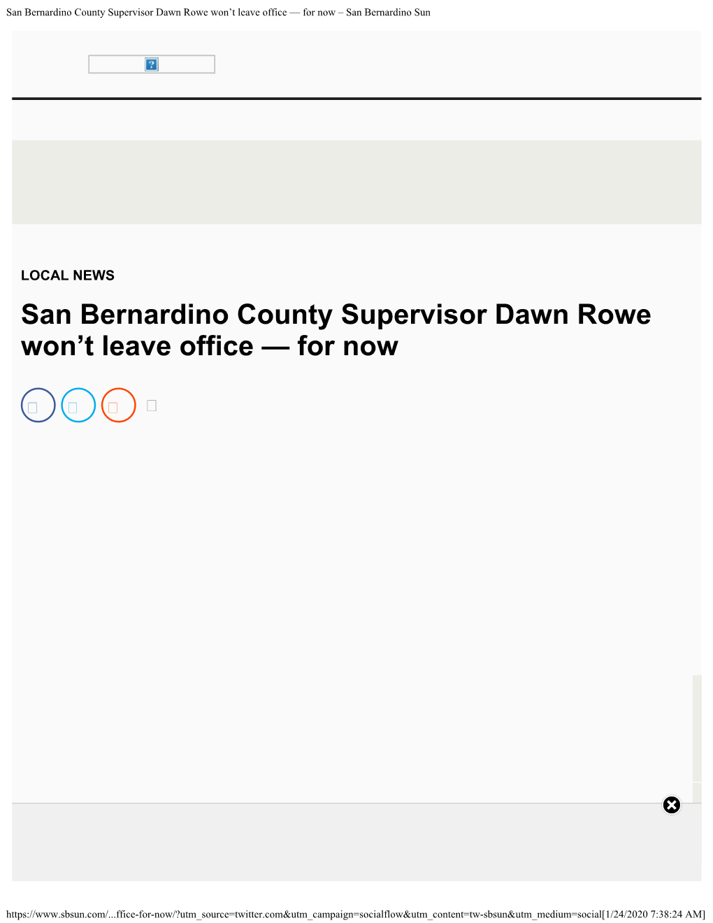 San Bernardino County Supervisor Dawn Rowe Won't Leave Office — For