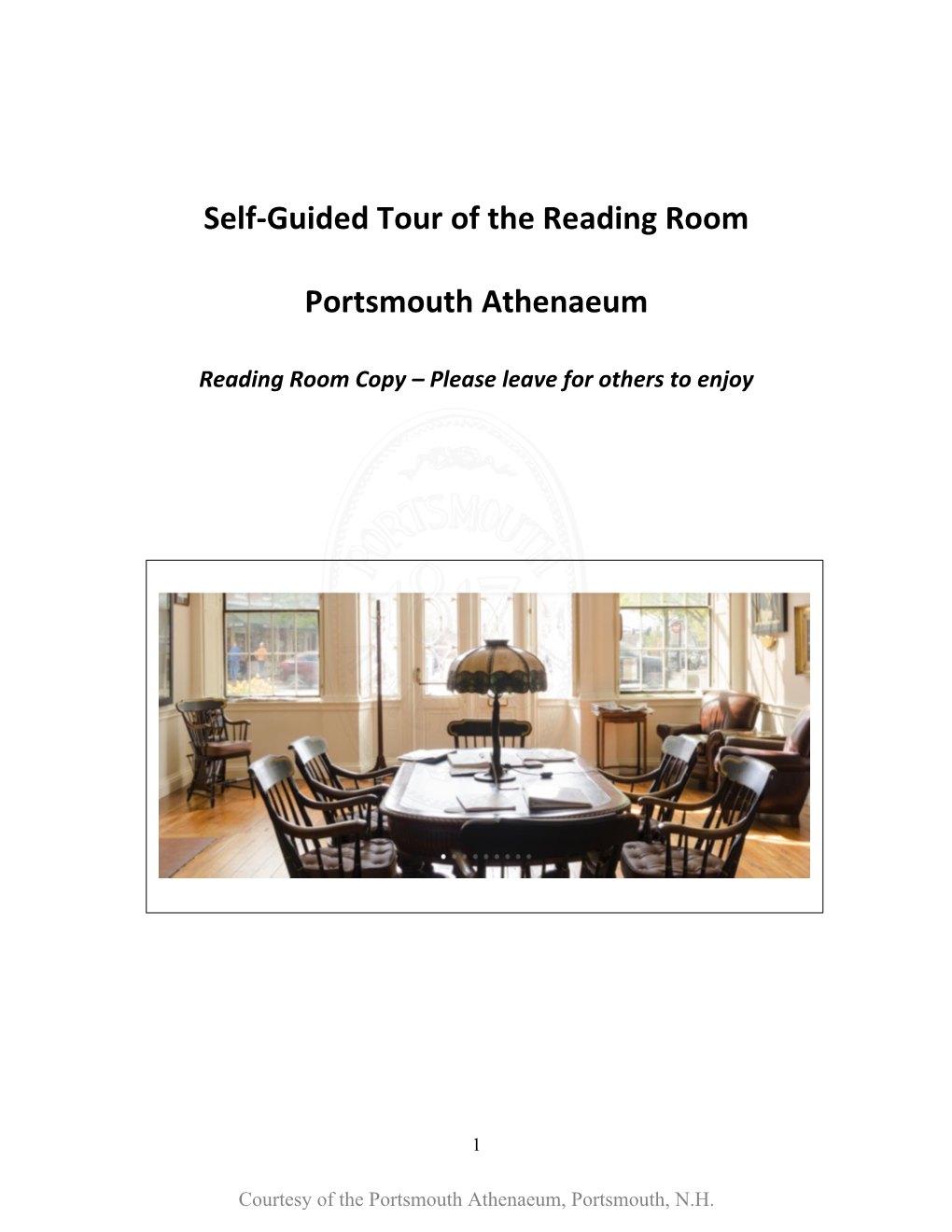 Self-Guided Tour of the Reading Room Portsmouth Athenaeum