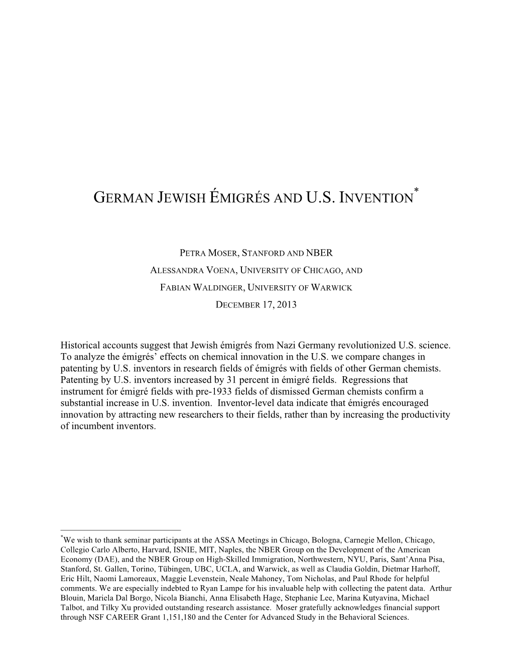 German Jewish Émigrés and U.S. Invention