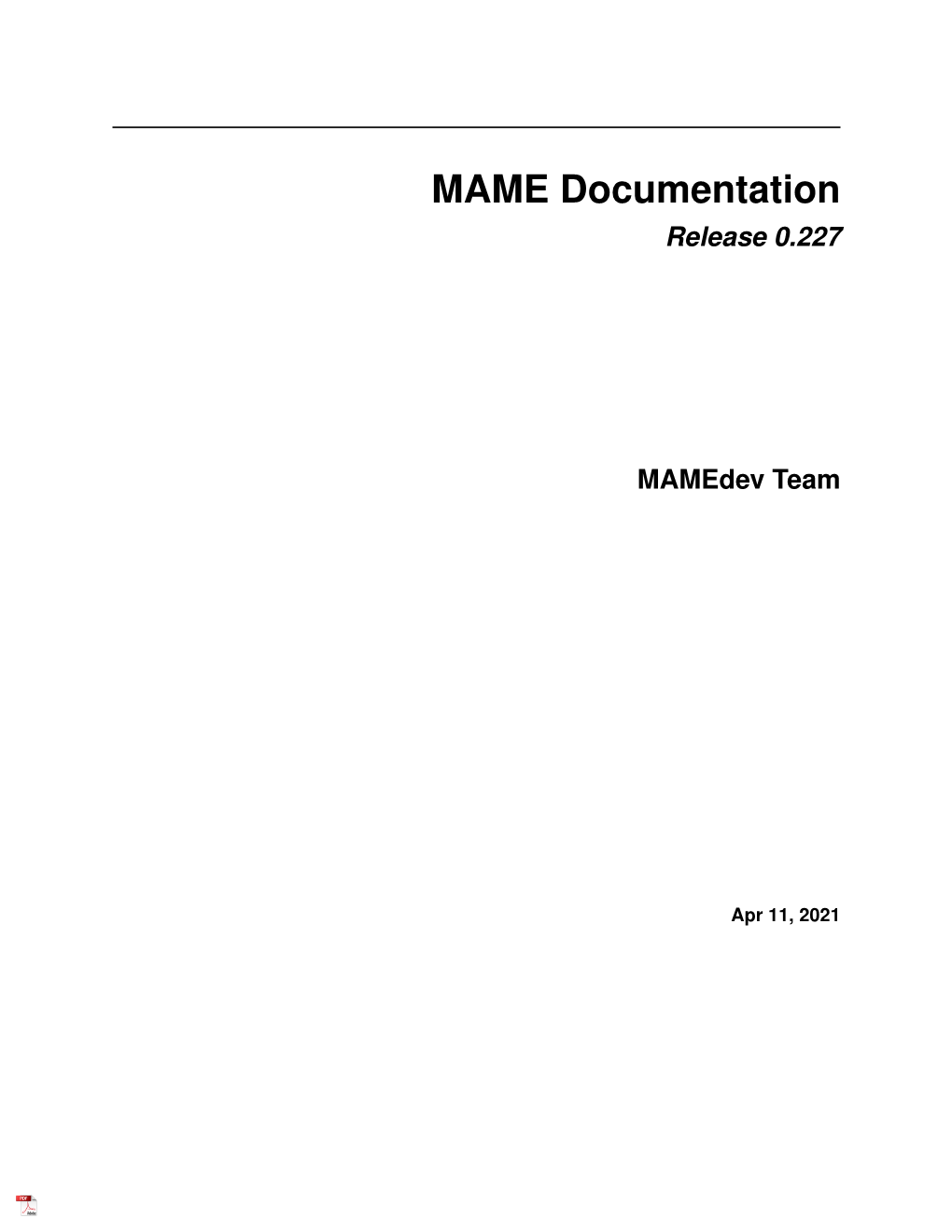 Mamedev MAME Documentation