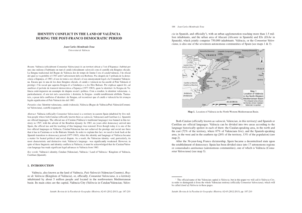 Identity Conflict in the Land of València During the Post