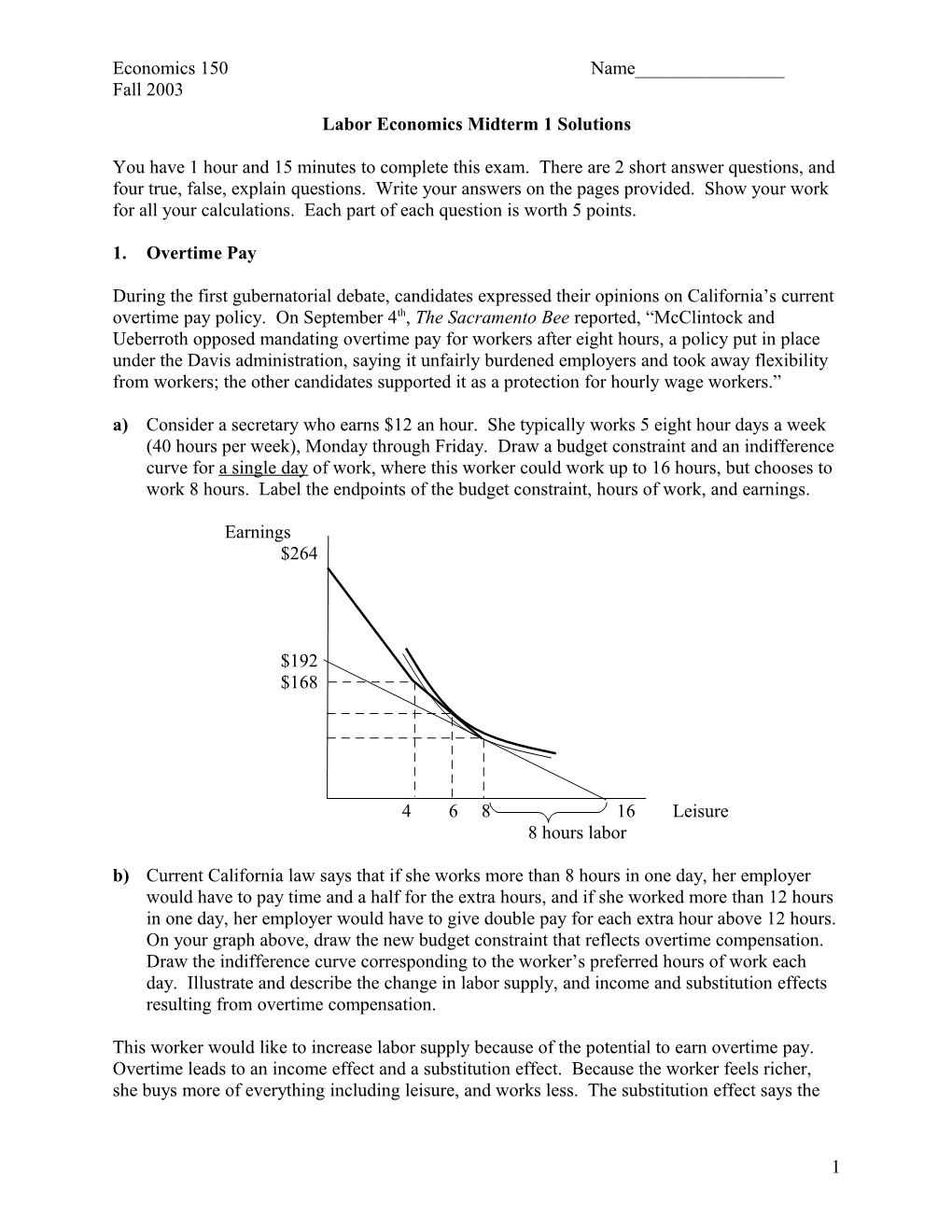 Labor Economics Midterm 1 Solutions