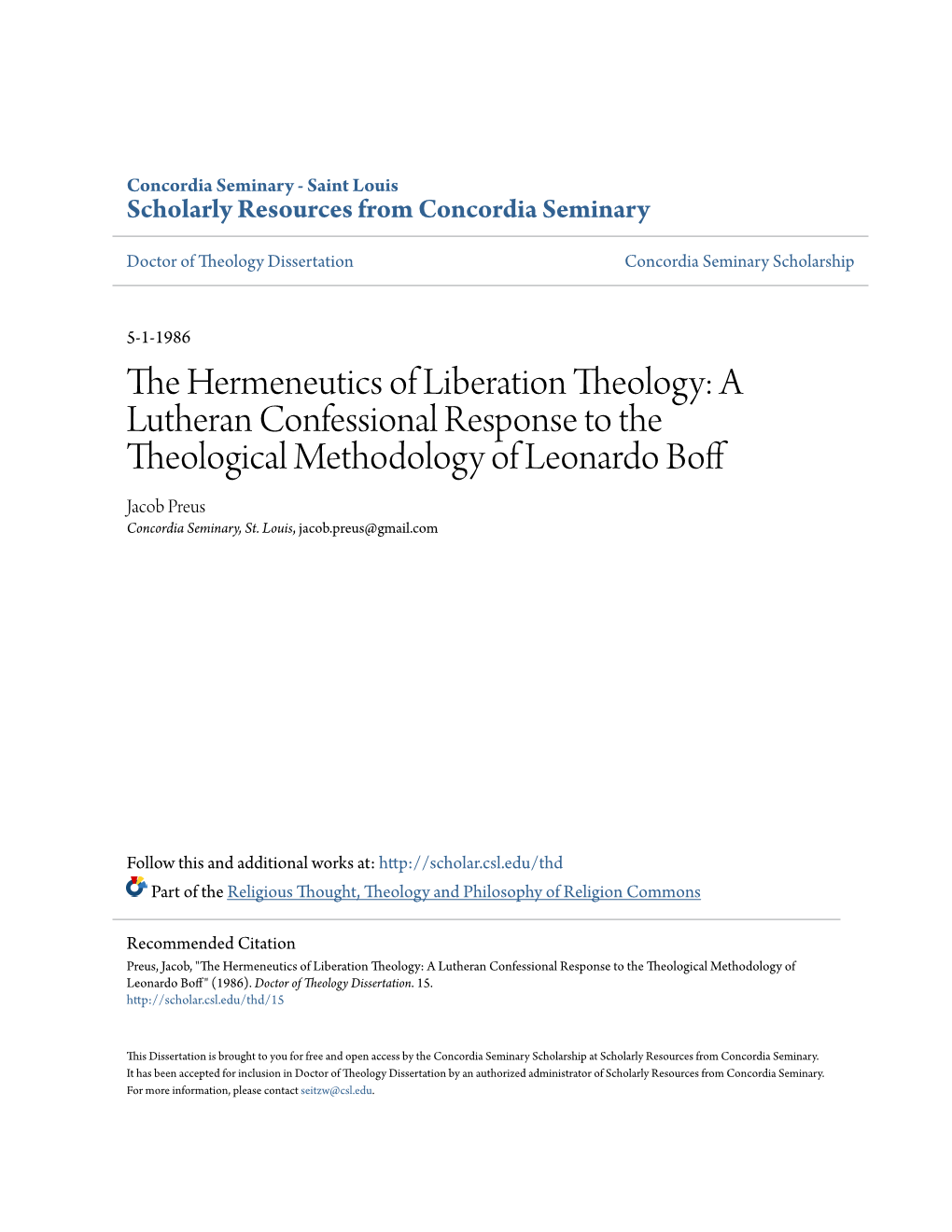 The Hermeneutics of Liberation Theology,