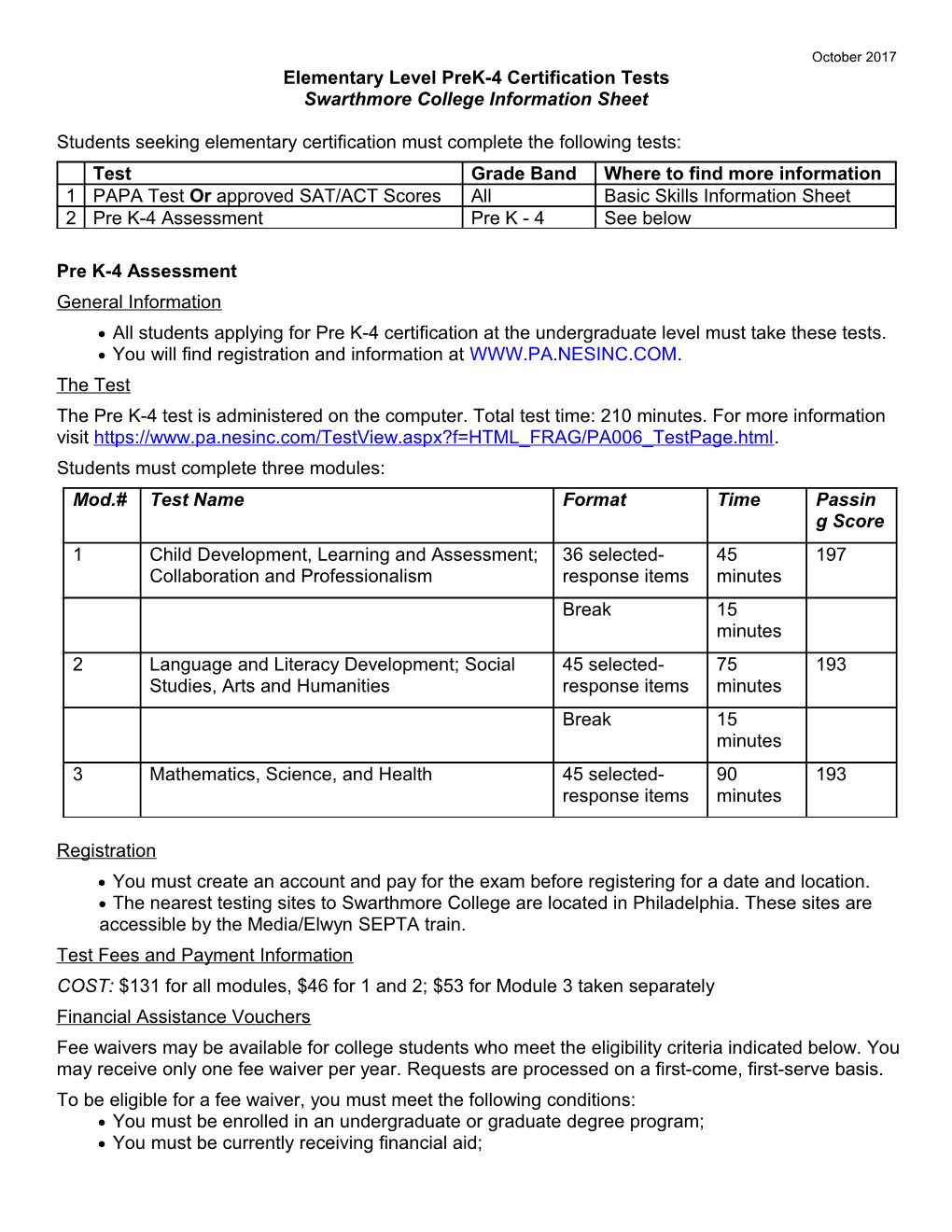 Elementary Level Prek-4 Certification Tests