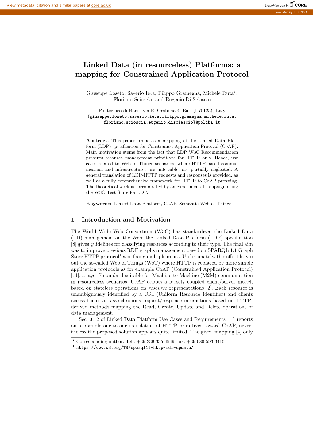Linked Data (In Resourceless) Platforms: a Mapping for Constrained Application Protocol