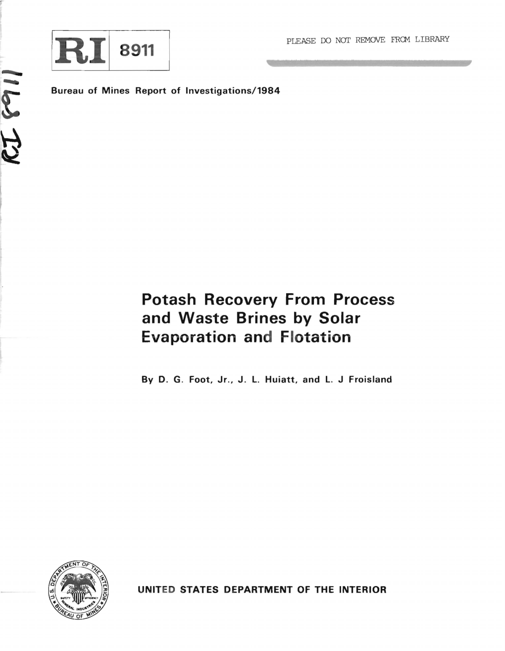 Potash Recovery from Process and Waste Brines by Solar Evaporation and Flotation