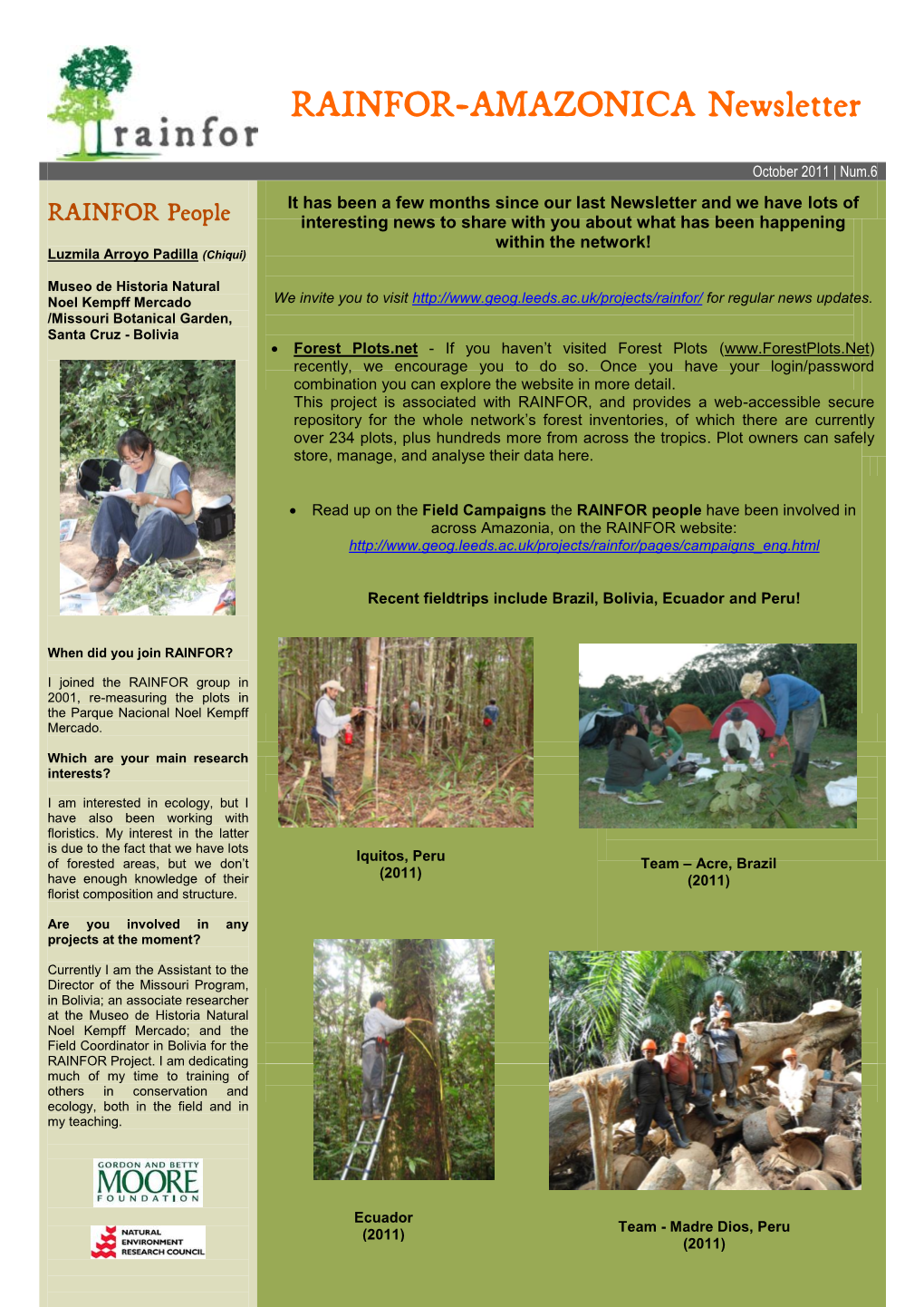 RAINFOR-AMAZONICA Newsletter