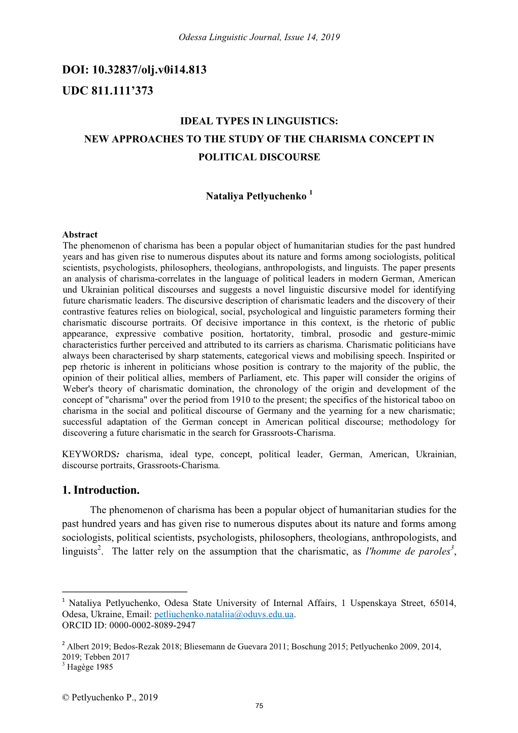 DOI: 10.32837/Olj.V0i14.813 UDC 811.111'373 1. Introduction