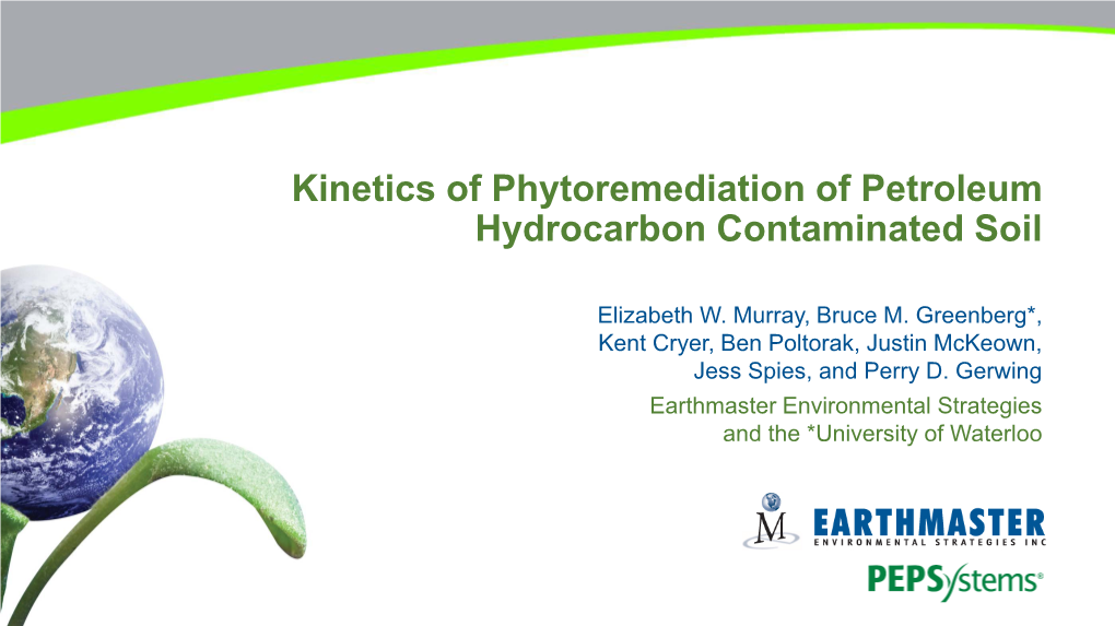 Kinetics of Phytoremediation of Petroleum Hydrocarbon Contaminated Soil