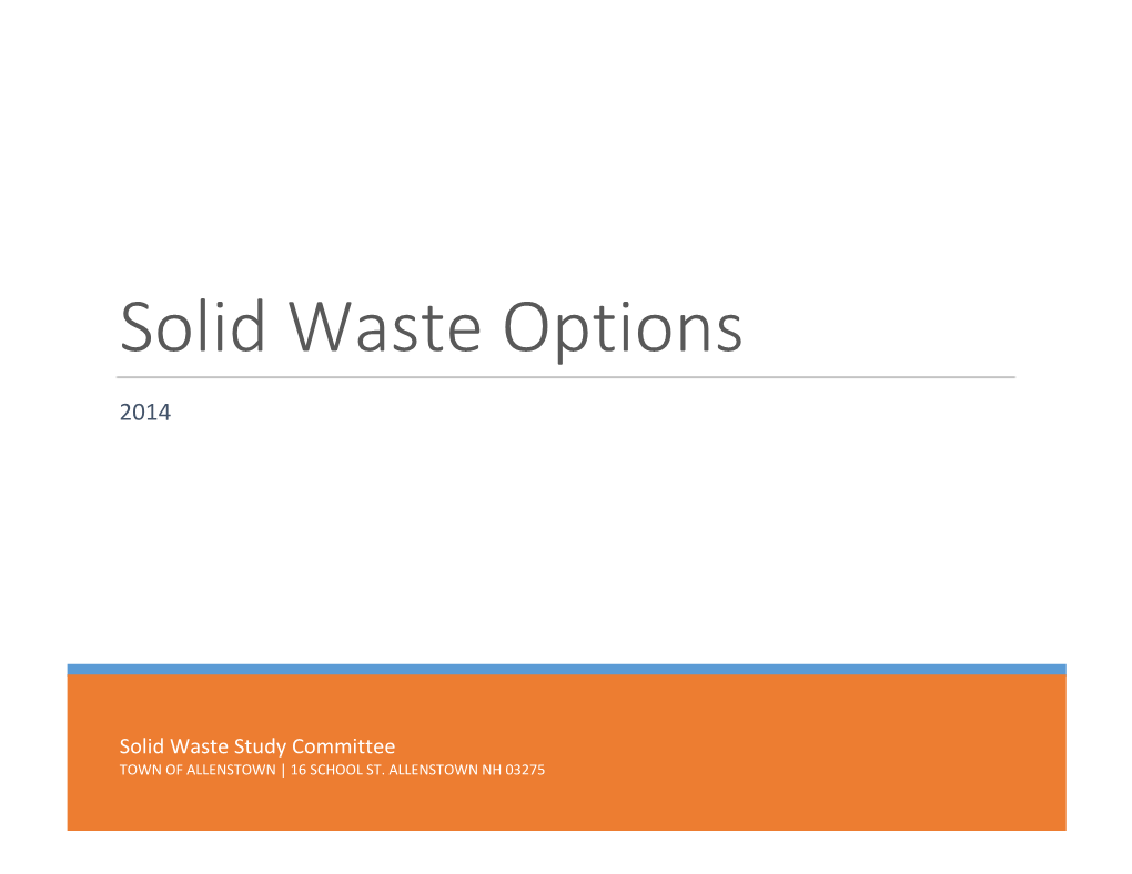 Solid Waste Options