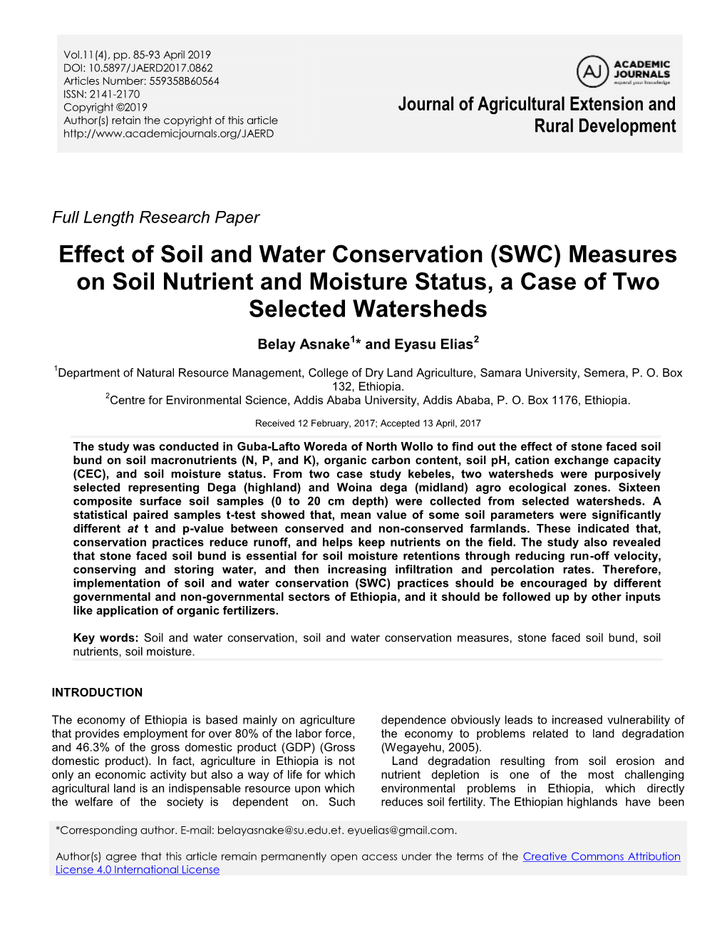 Effect of Stone Faced Soil Bund on Soil Nutrient and Moisture Status In