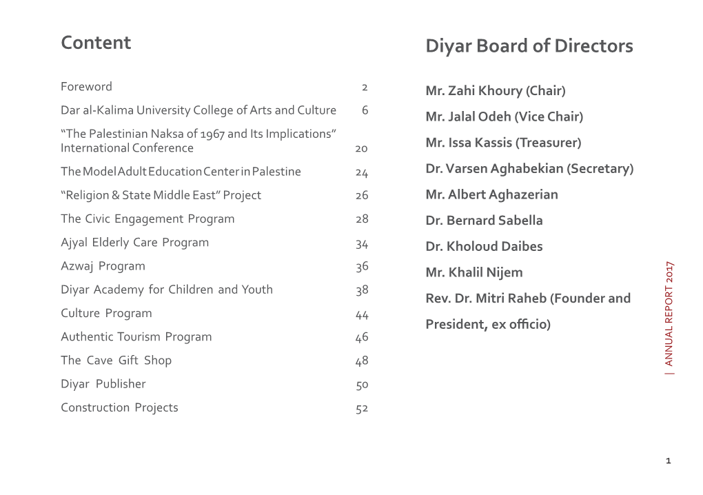 Diyar Board of Directors Content