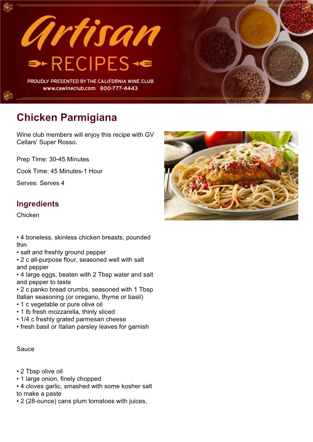 Chicken Parmigiana