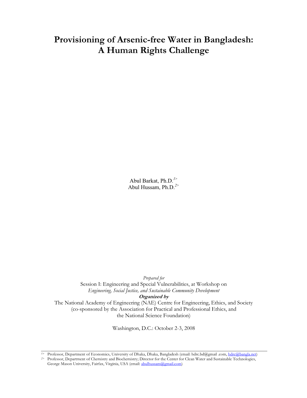 Provisioning of Arsenic-Free Water in Bangladesh: a Human Rights Challenge