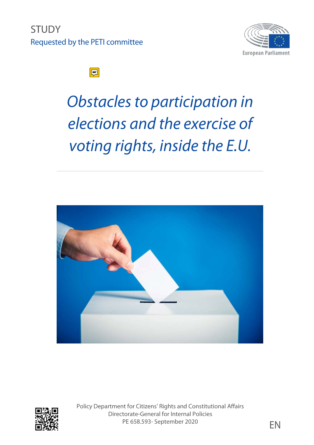 Obstacles to Participation in Elections and the Exercise of Voting Rights, Inside the E.U